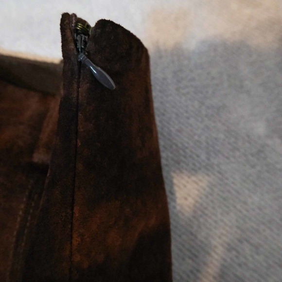 Garson Suede Womens Skirt 16 Knee Length Seems Fallcore Minimalist Casual Luxury - Picture 7 of 15